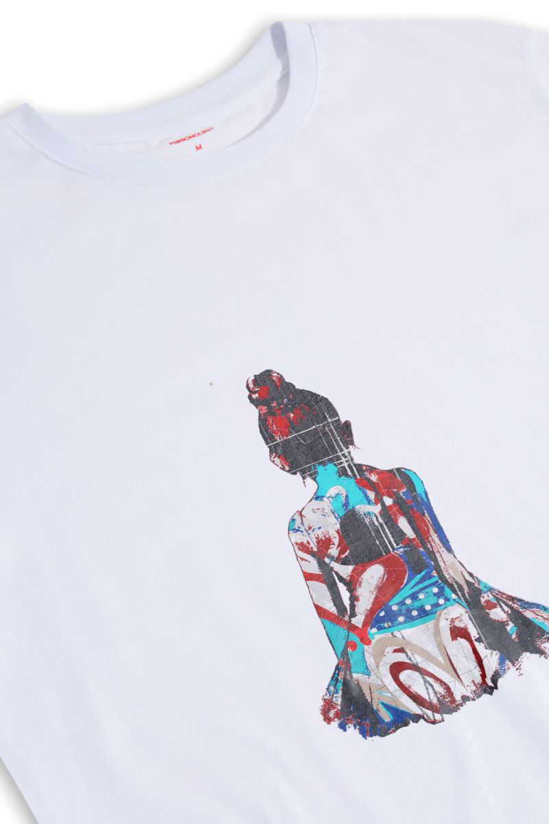 White Soft Fabric Geisha Design Short Sleeve Tee