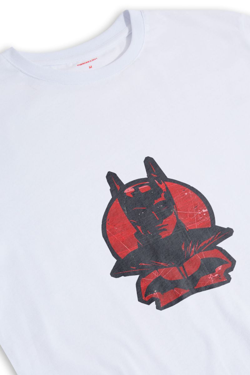 White Soft Fabric Batman Design Short Sleeve Tee