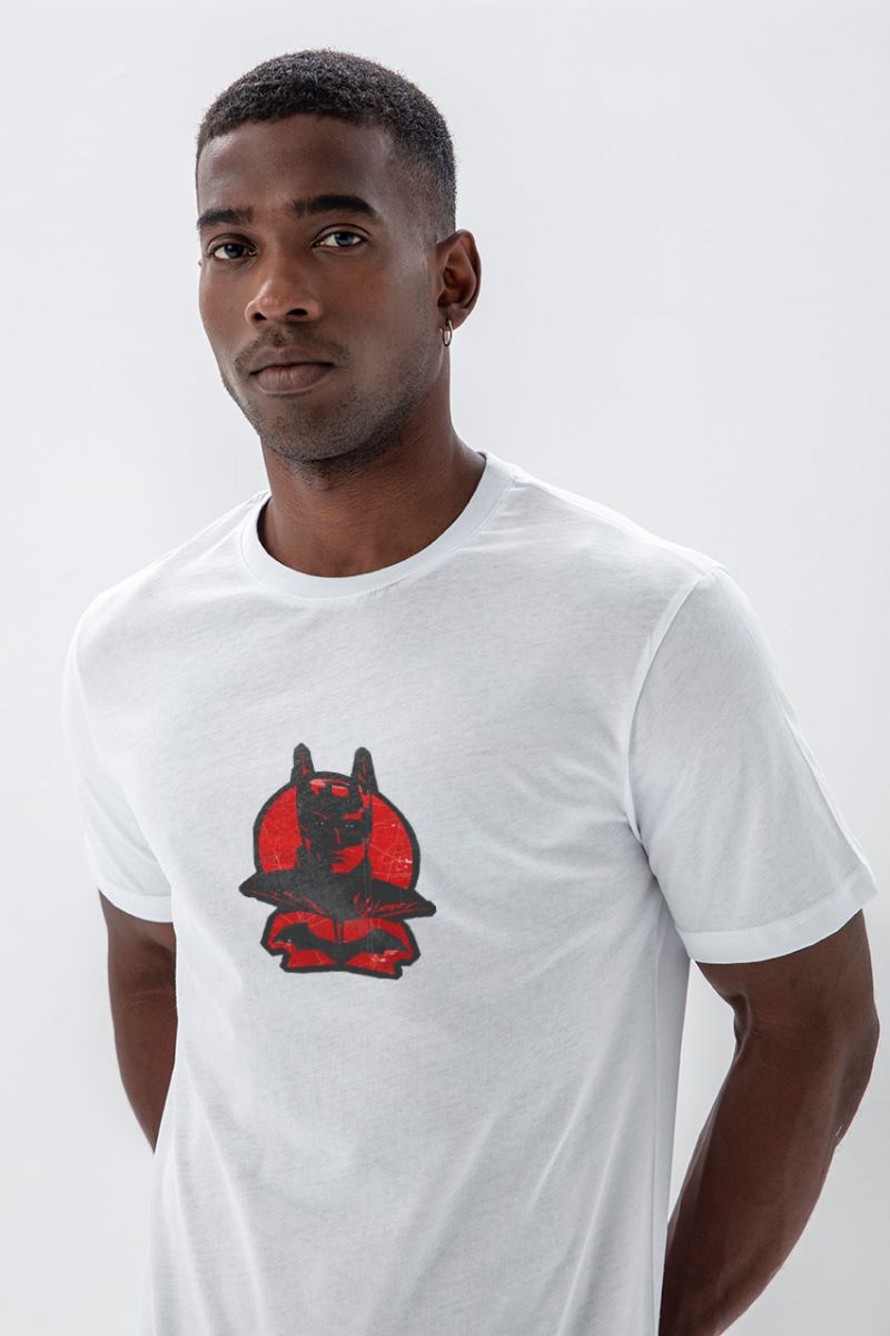 White Soft Fabric Batman Design Short Sleeve Tee