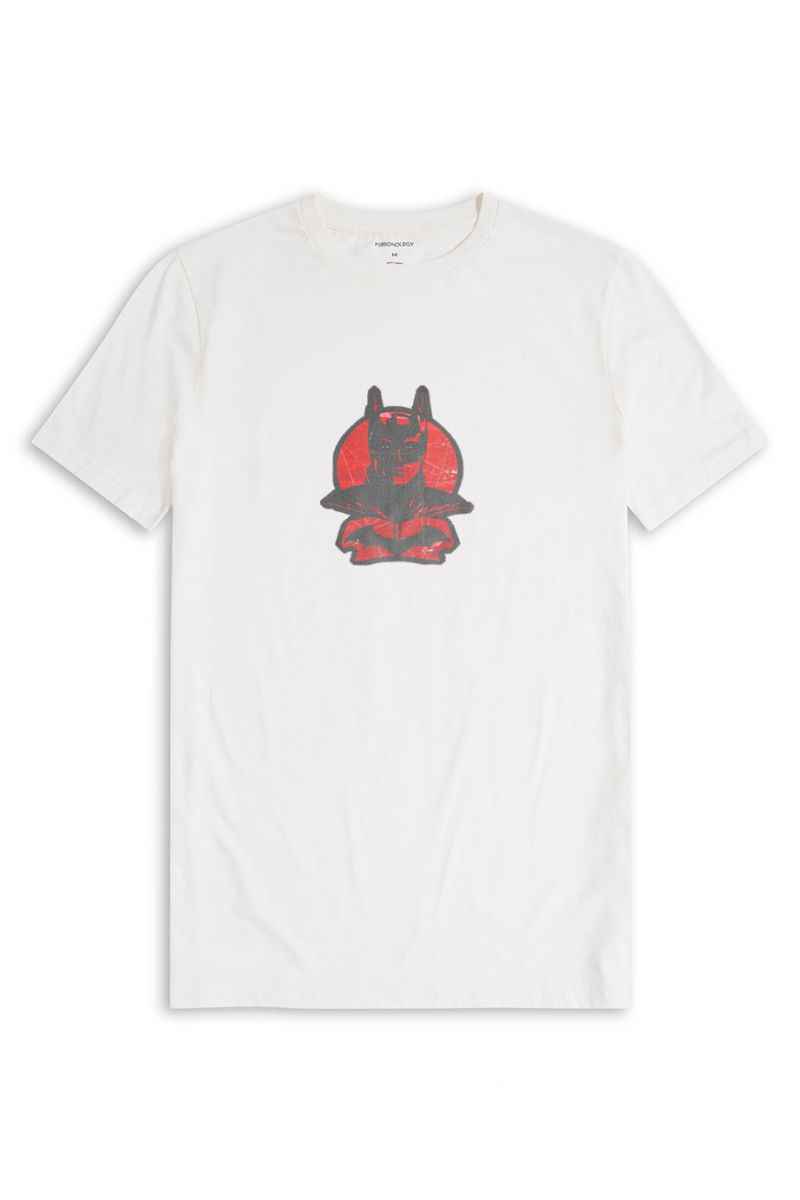 Off White Soft Fabric Batman Design Short Sleeve Tee