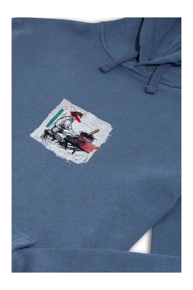 Navy Premium Cotton Samurai Design Pullover Hoodie
