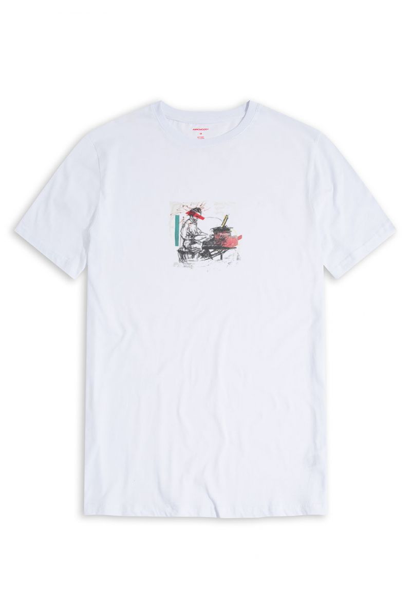 White Soft Fabric Samurai Design Short Sleeve Tee
