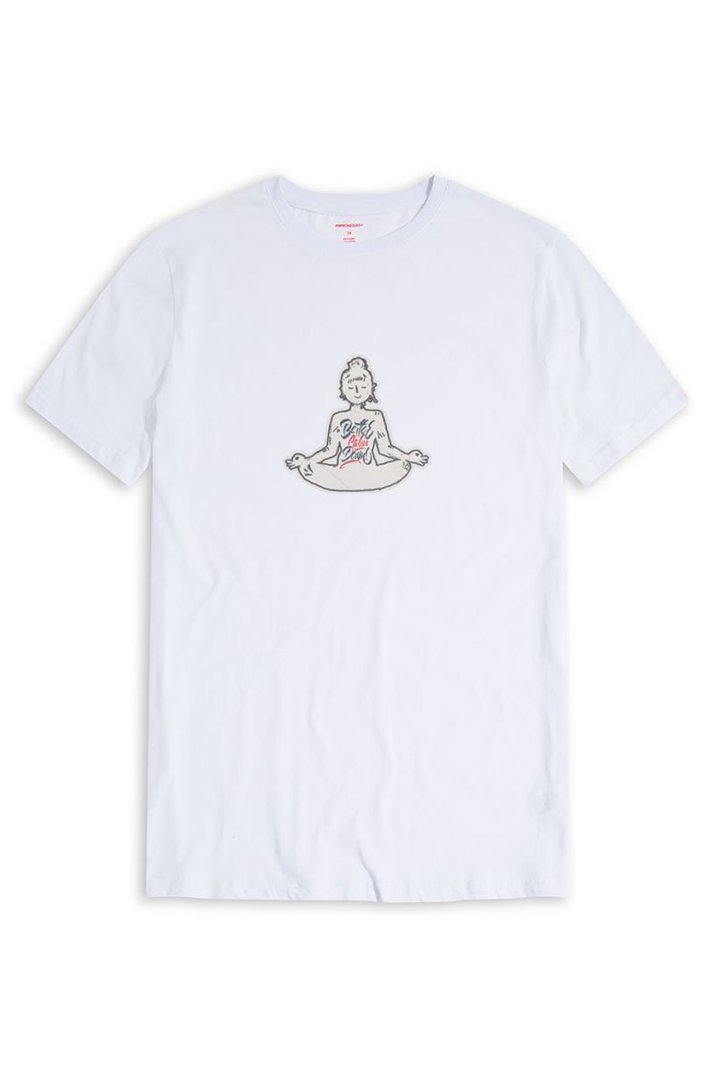 White Soft Fabric Yoga Design Short Sleeve Tee