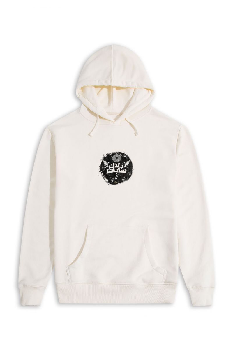 Ecru Premium Cotton Abstract Design Pullover Hoodie