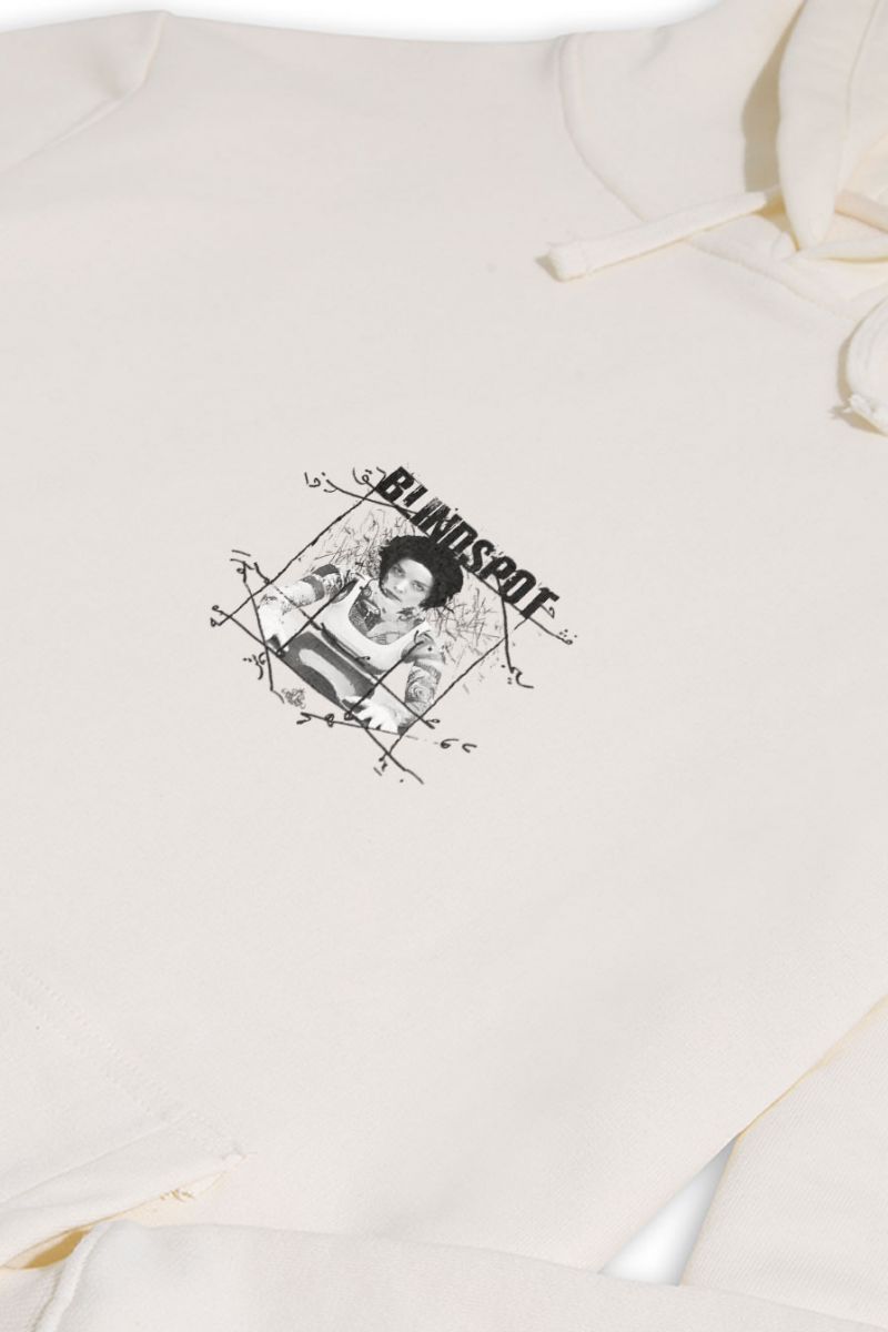 Ecru Premium Cotton Blinspot Design Pullover Hoodie