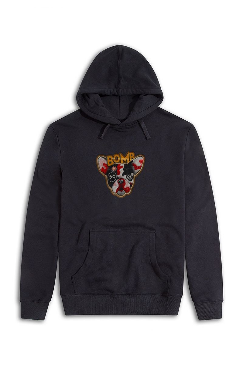Black Premium Cotton Bomb Design Pullover Hoodie