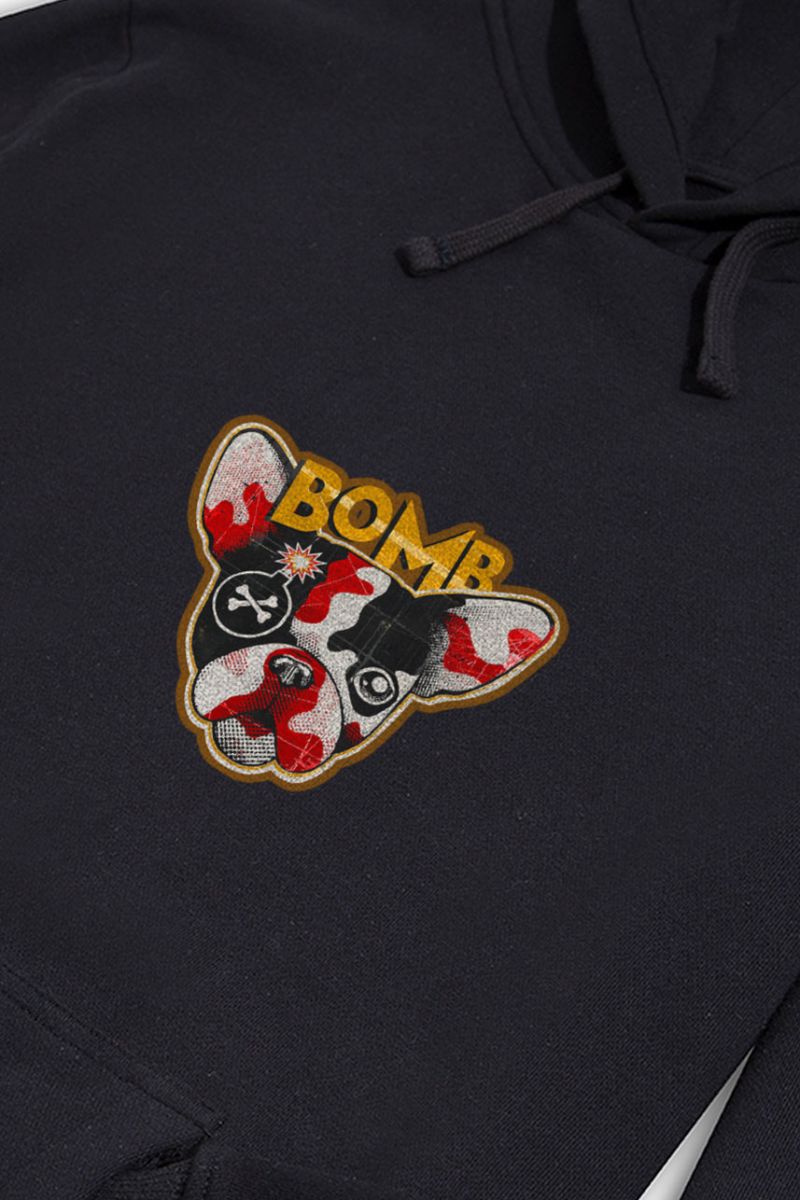 Black Premium Cotton Bomb Design Pullover Hoodie