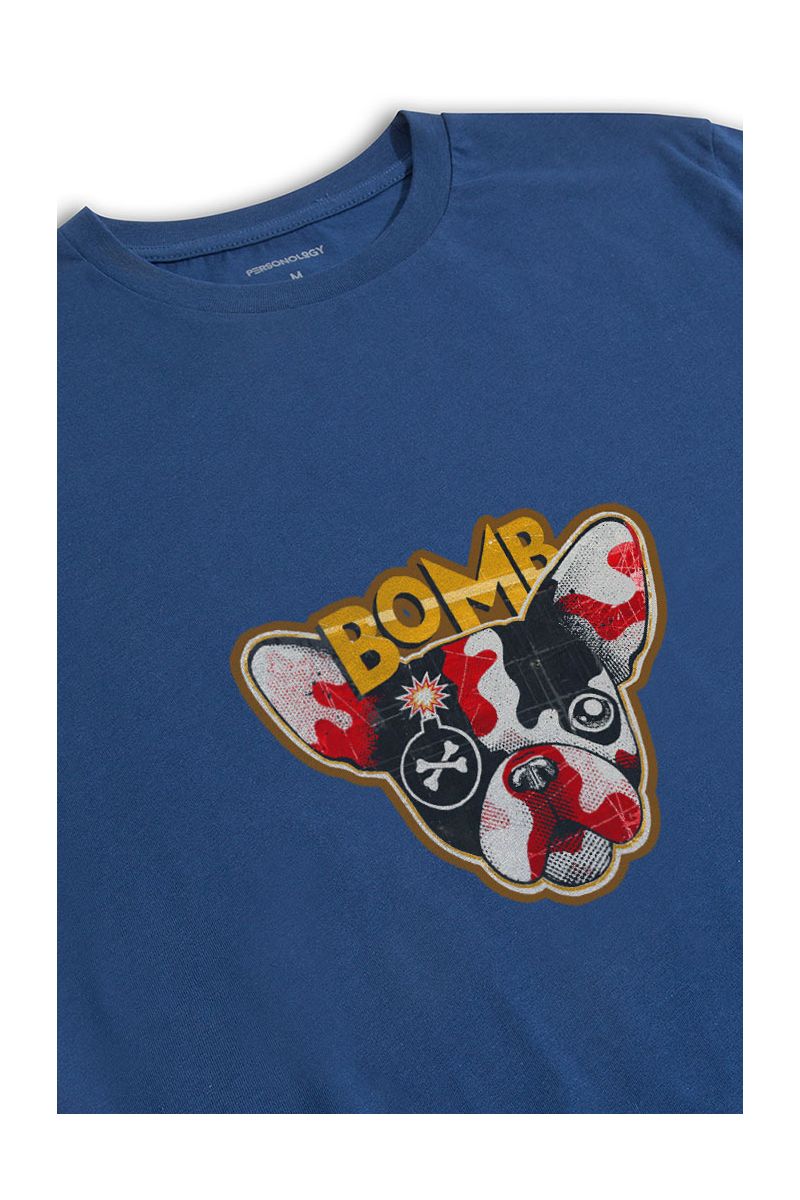 Navy Soft Fabric Bomb Design Short Sleeve Tee