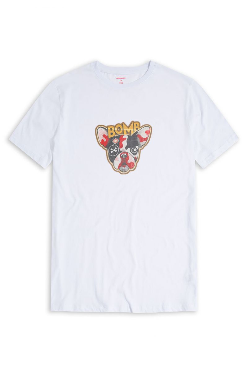 White Soft Fabric Bomb Design Short Sleeve Tee