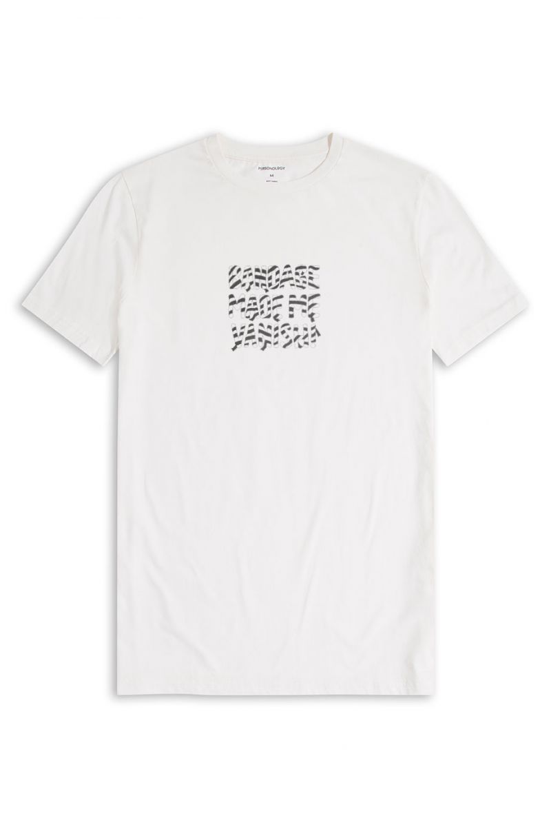 Off White Soft Fabric Vanish Design Short Sleeve Tee