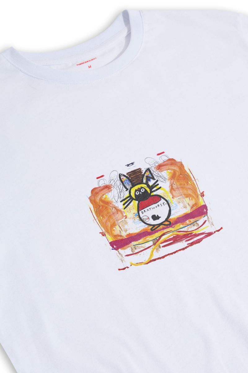 White Soft Fabric Bee Design Short Sleeve Tee