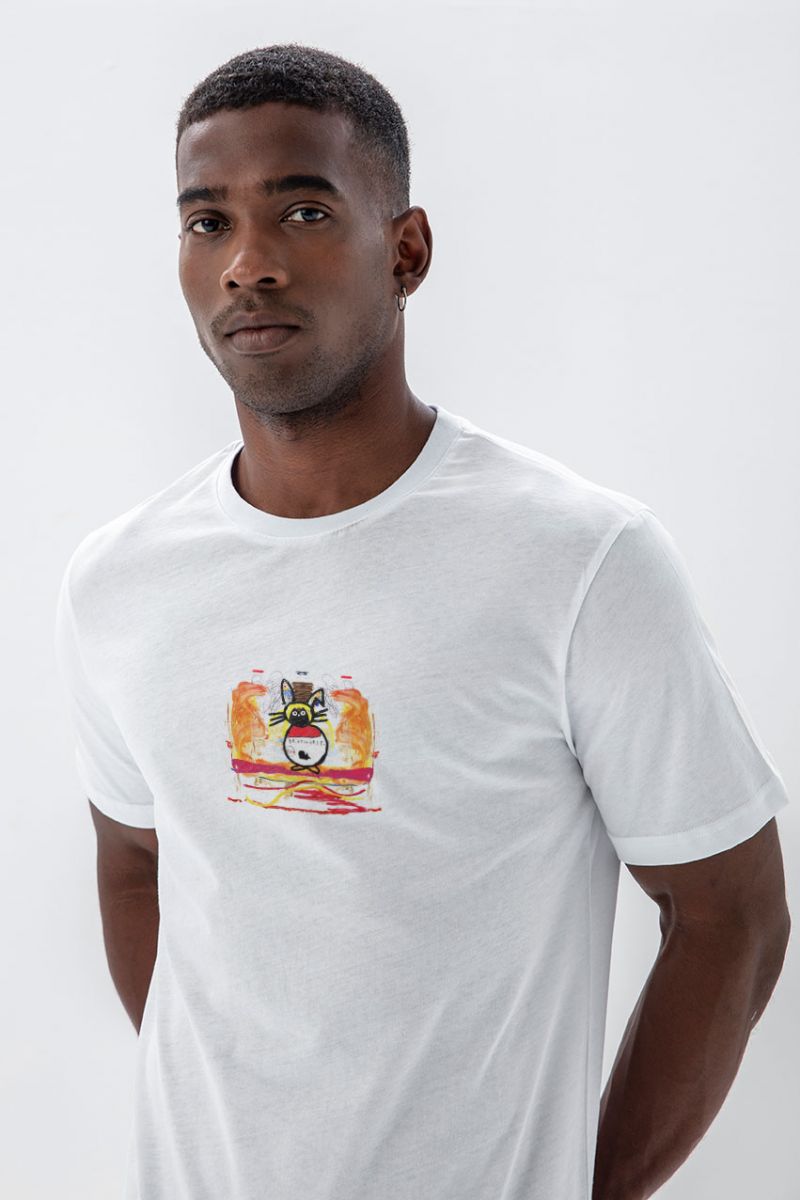 White Soft Fabric Bee Design Short Sleeve Tee