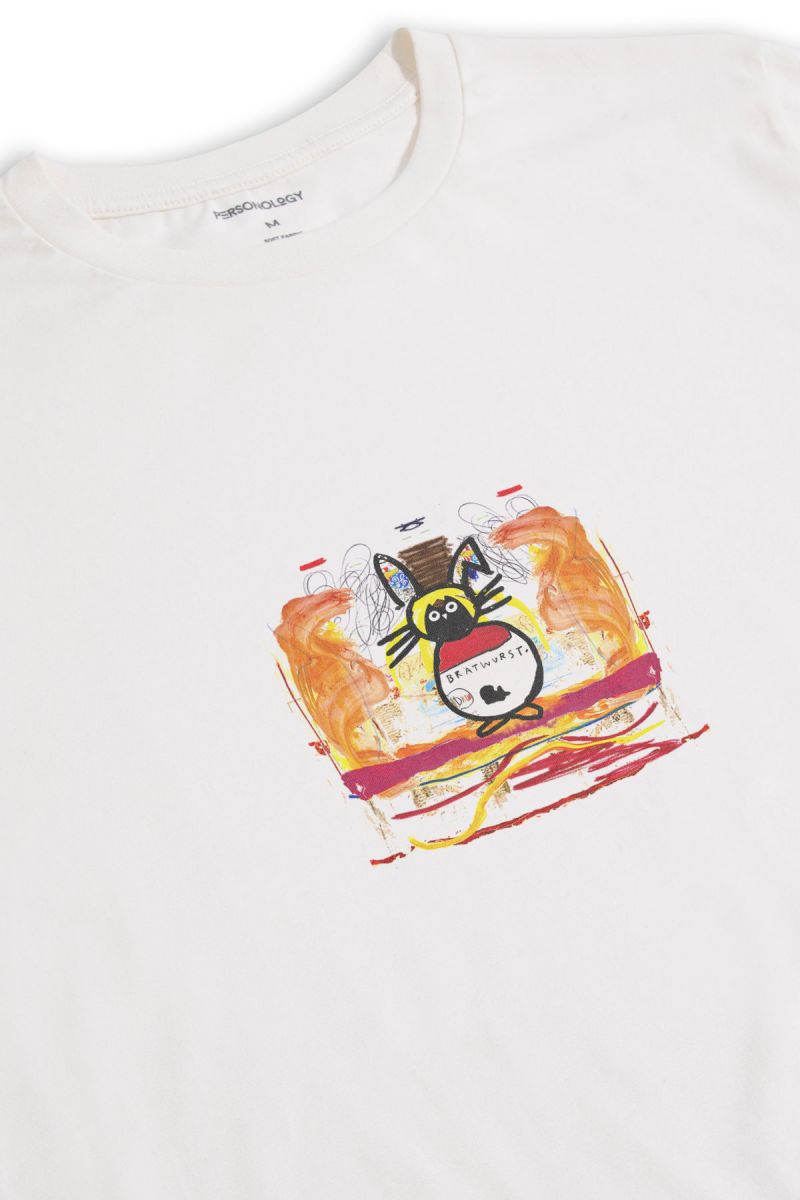 Off White Soft Fabric Bee Design Short Sleeve Tee