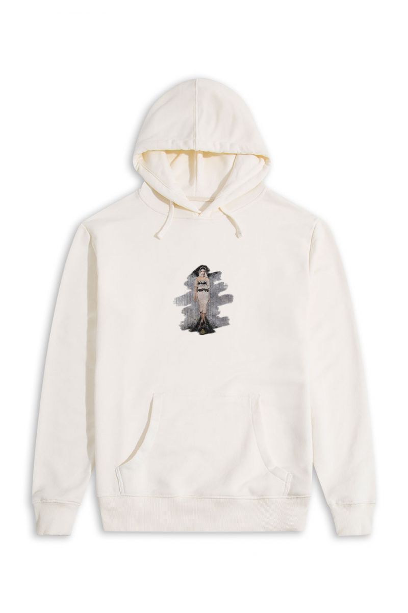 Ecru Premium Cotton Girl Design Pullover Hoodie