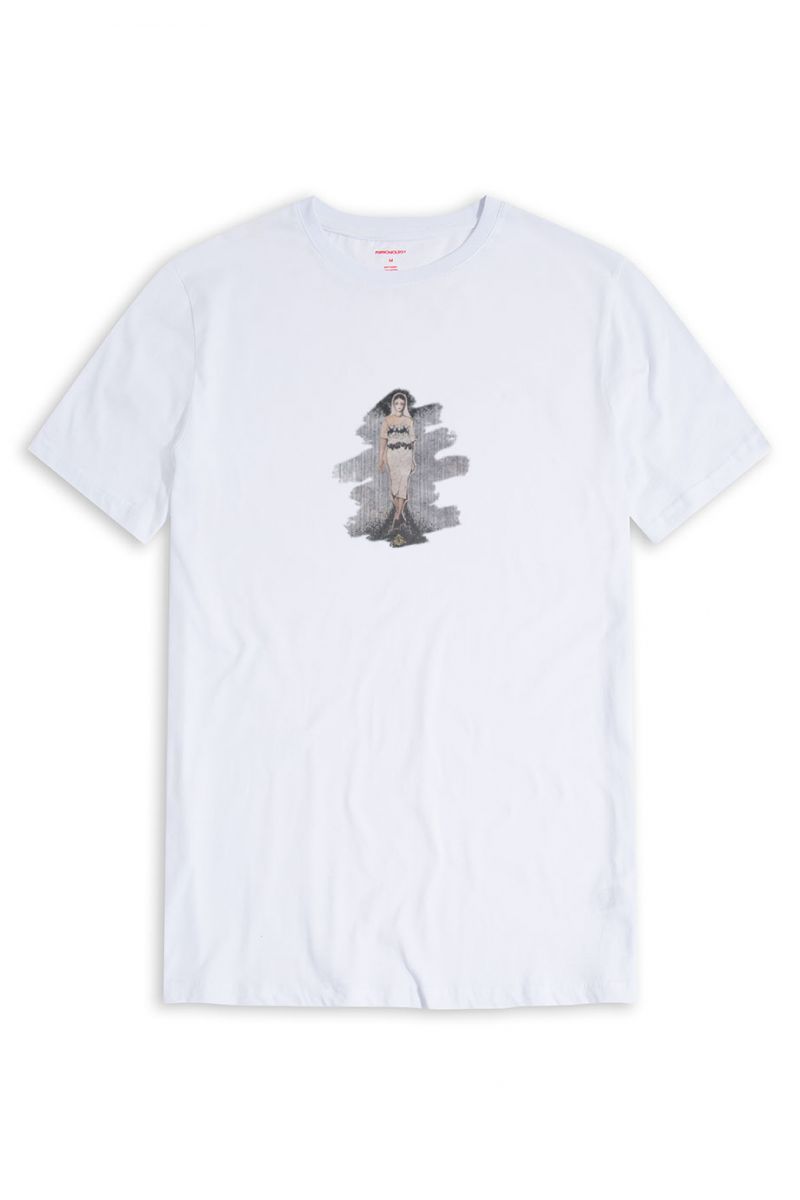 White Soft Fabric Girl Design Short Sleeve Tee