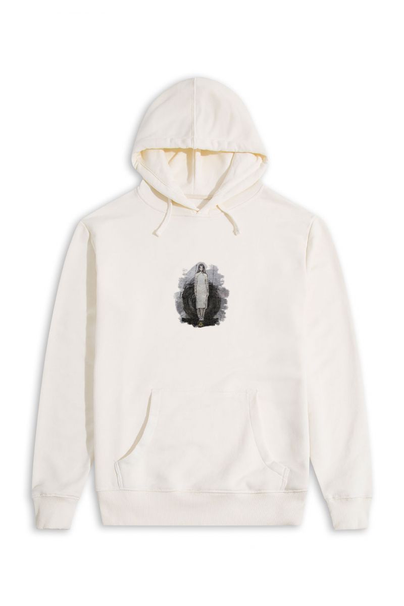Ecru Premium Cotton Girl Design Pullover Hoodie