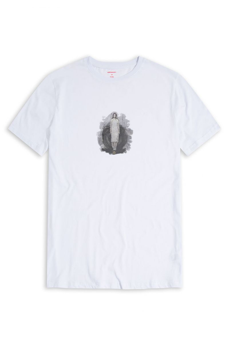 White Soft Fabric Girl Design Short Sleeve Tee