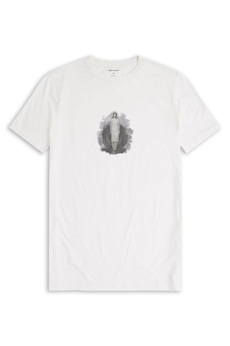 Off White Soft Fabric Girl Design Short Sleeve Tee