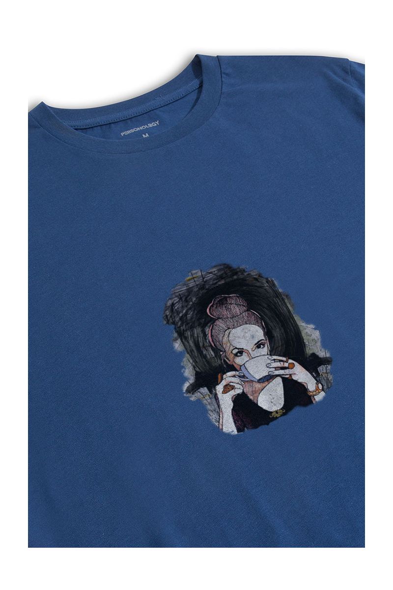 Navy Soft Fabric Coffee Design Short Sleeve Tee
