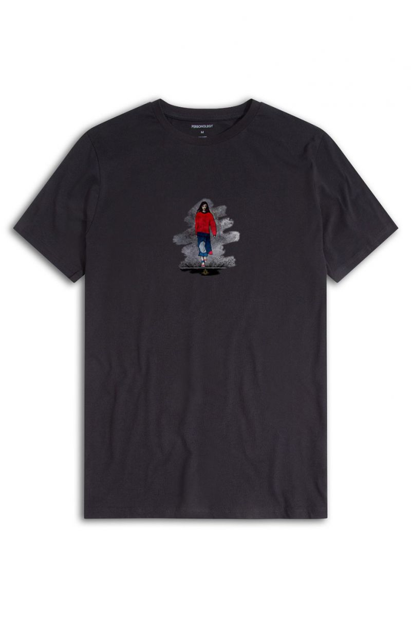 Black Soft Fabric Girl Design Short Sleeve Tee