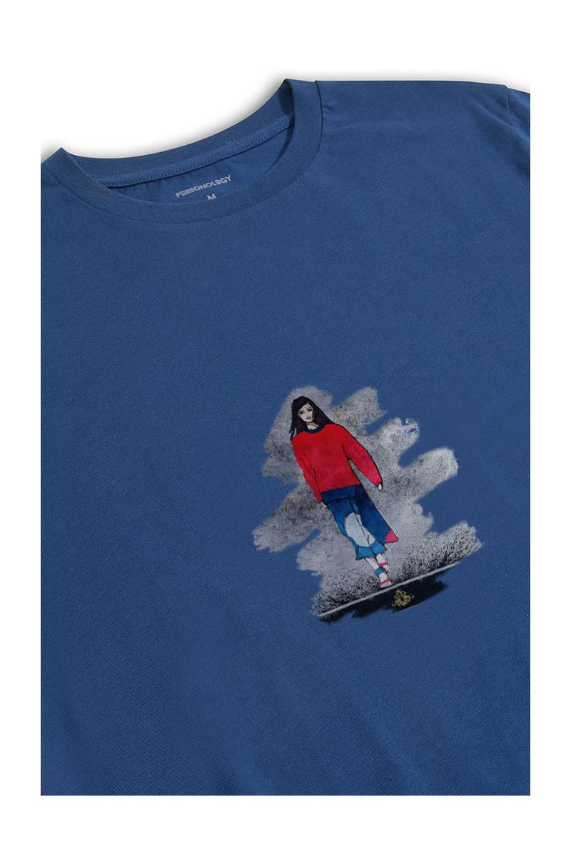Navy Soft Fabric Girl Design Short Sleeve Tee