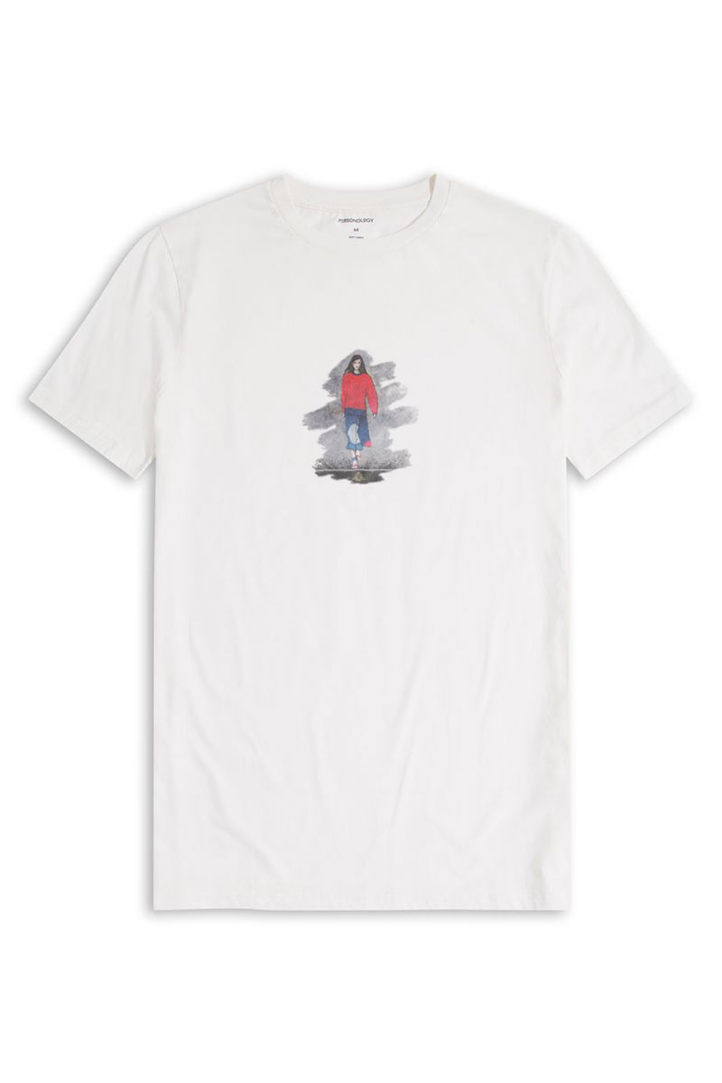 Off White Soft Fabric Girl Design Short Sleeve Tee