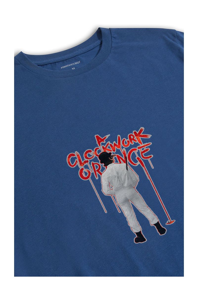 Navy Soft Fabric Clockwork Orange Design Short Sleeve Tee