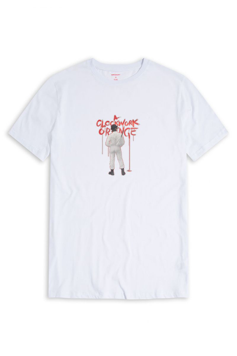 White Soft Fabric Clockwork Orange Design Short Sleeve Tee