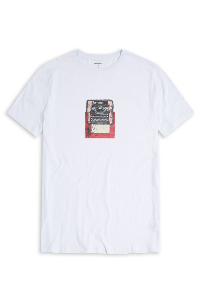 White Soft Fabric Typewriter Design Short Sleeve Tee