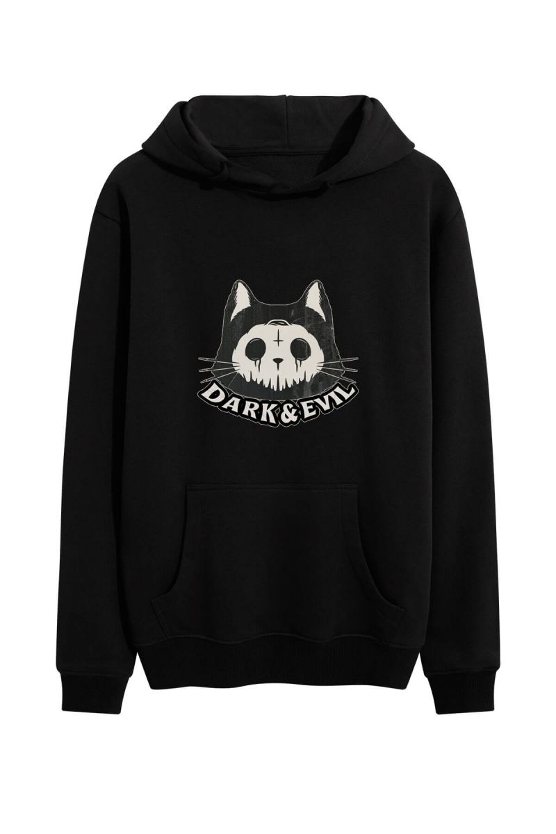 Black Premium Cotton Dark & Evil Design Pullover Hoodie