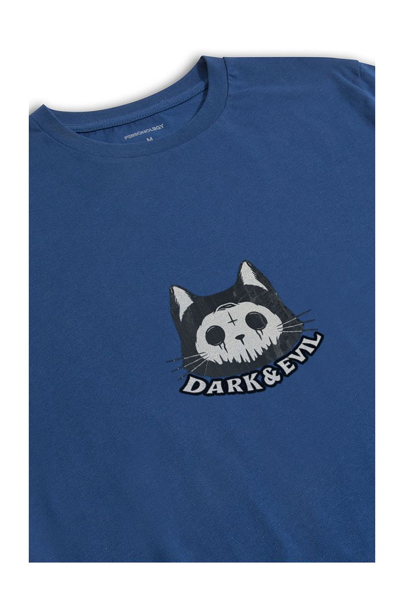 Navy Soft Fabric Dark & Evil Design Short Sleeve Tee