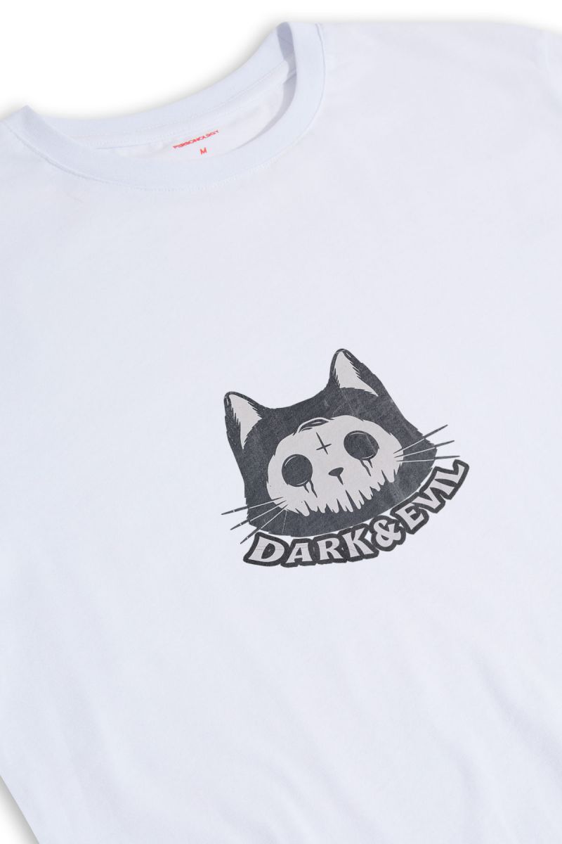 White Soft Fabric Dark & Evil Design Short Sleeve Tee