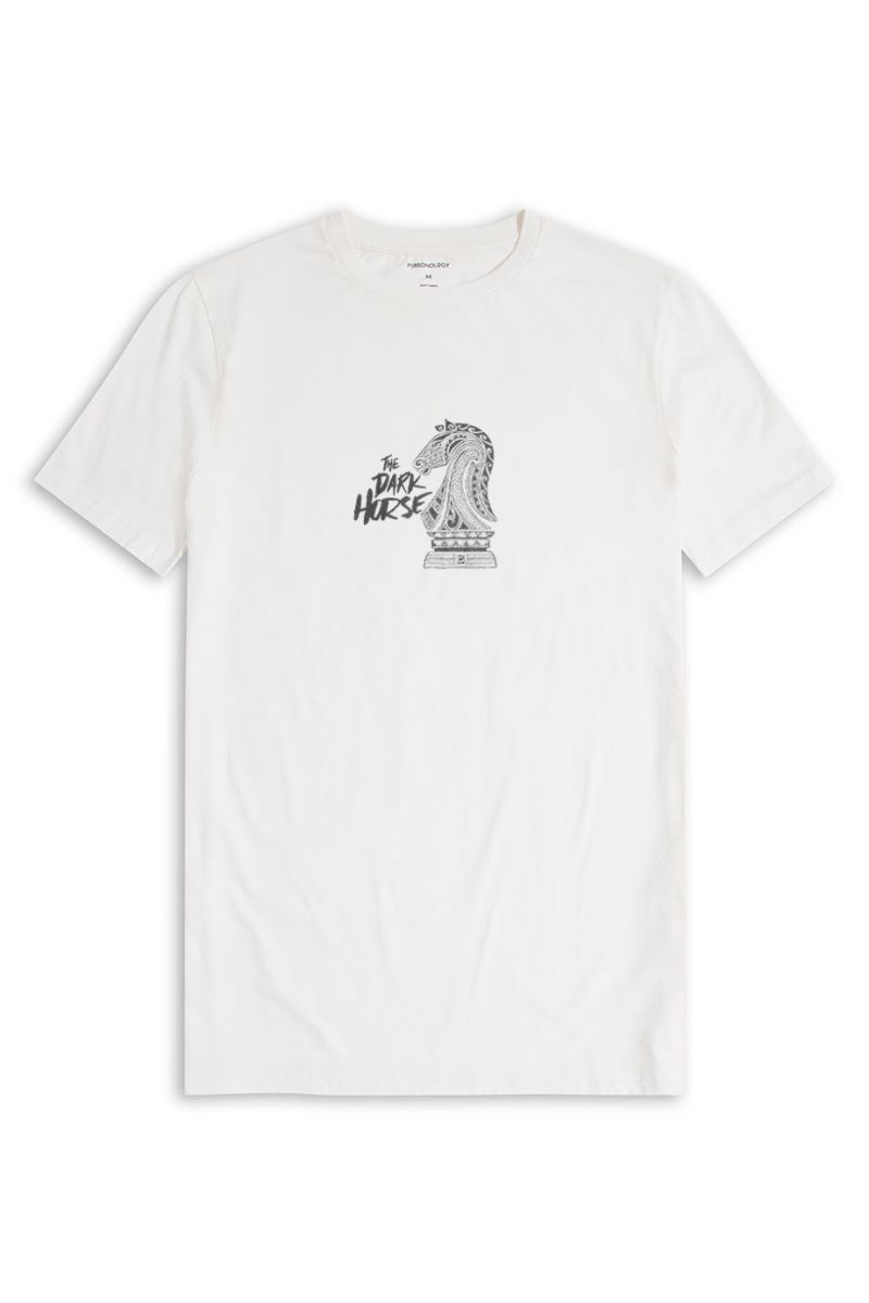 Off White Soft Fabric The Dark Horse Design Short Sleeve Tee