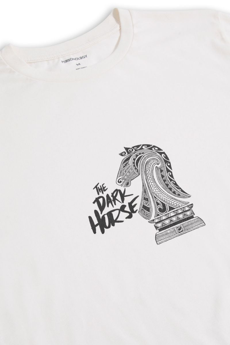 Off White Soft Fabric The Dark Horse Design Short Sleeve Tee