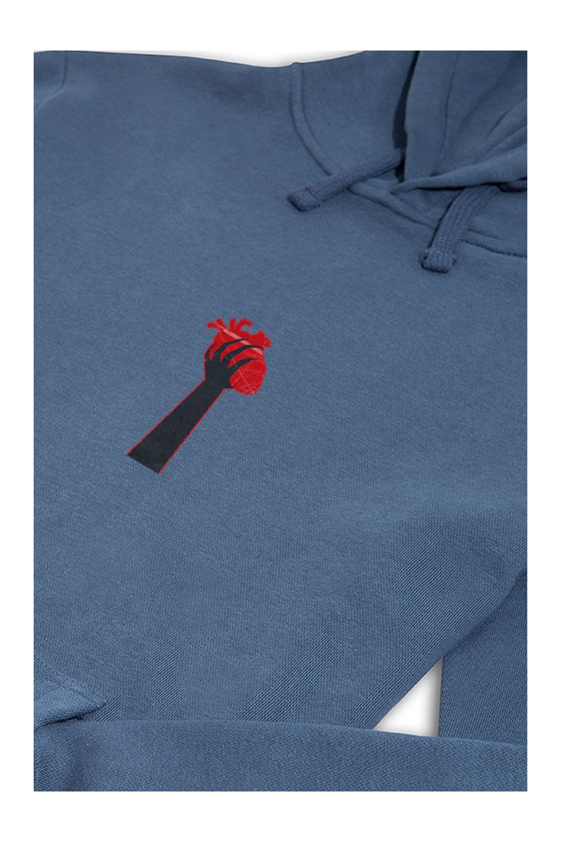 Navy Premium Cotton Heart in Hand Design Pullover Hoodie