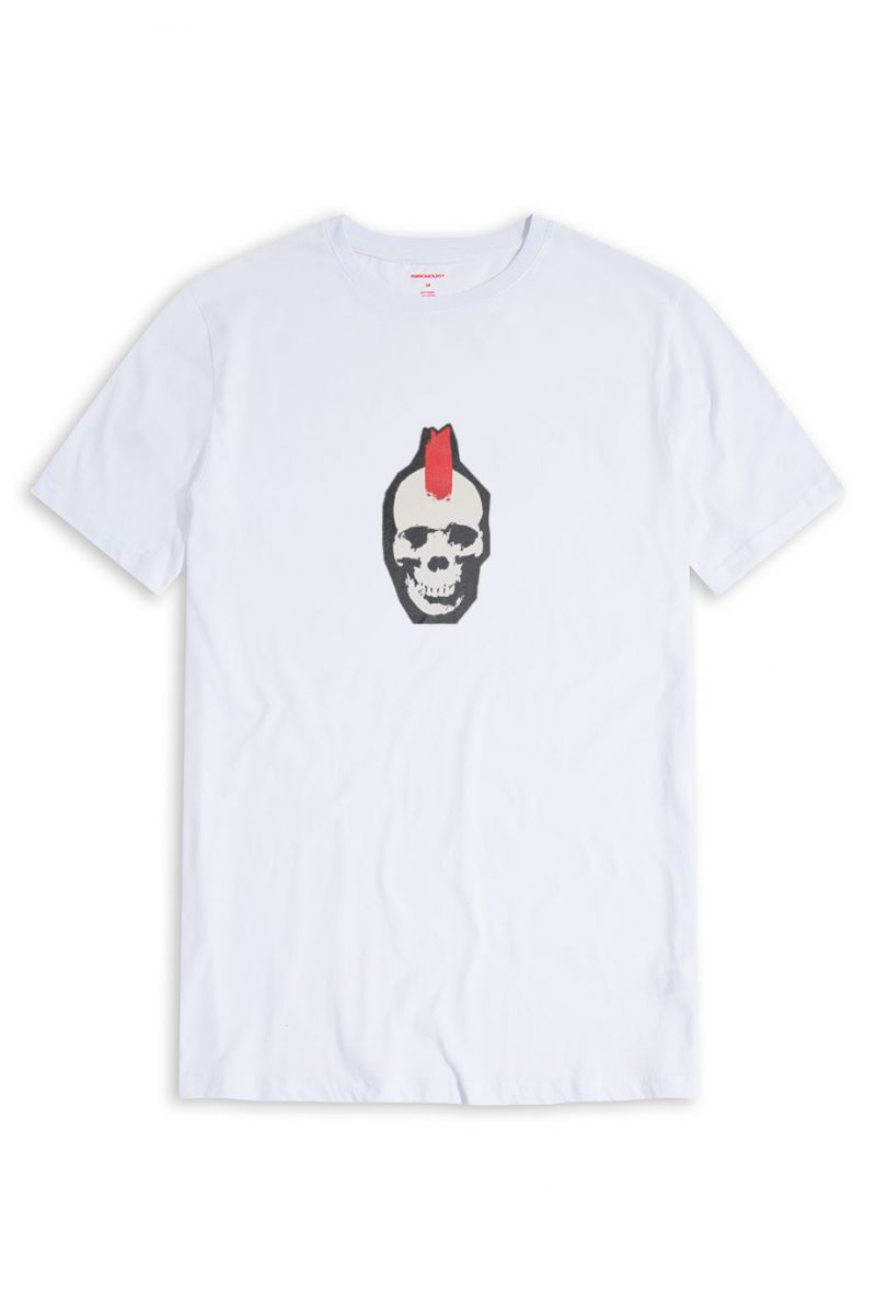 White Soft Fabric Skull Design Short Sleeve Tee