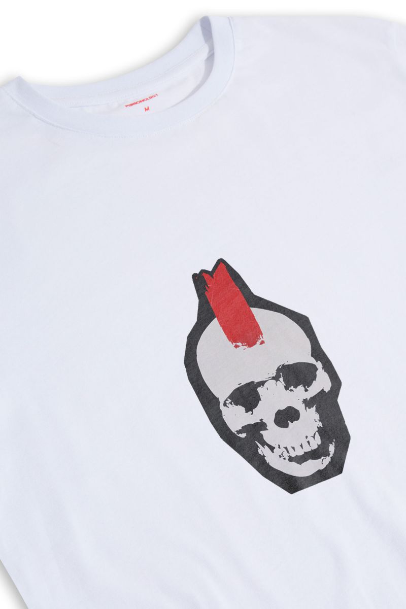 White Soft Fabric Skull Design Short Sleeve Tee