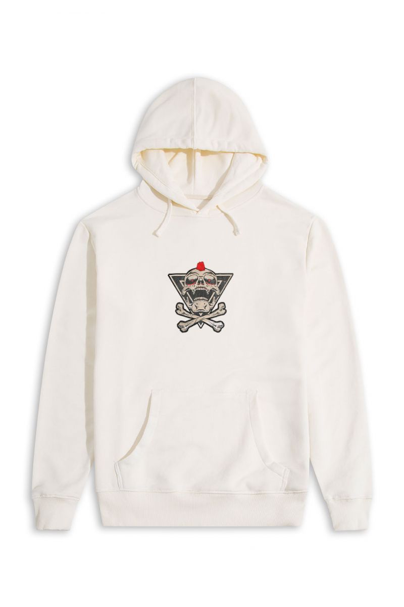 Ecru Premium Cotton Skull Design Pullover Hoodie
