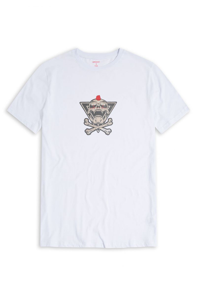 White Soft Fabric Skull Design Short Sleeve Tee