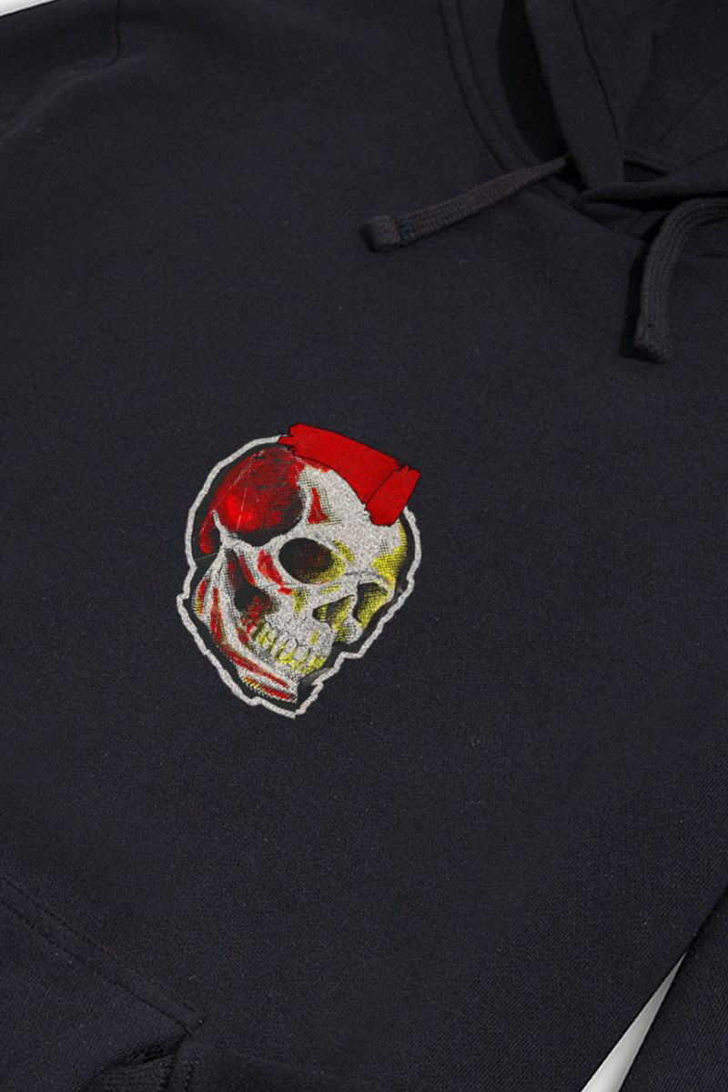 Black Premium Cotton Skull Design Pullover Hoodie