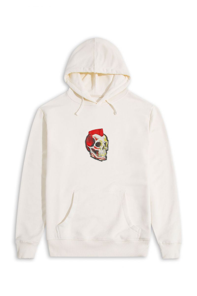 Ecru Premium Cotton Skull Design Pullover Hoodie