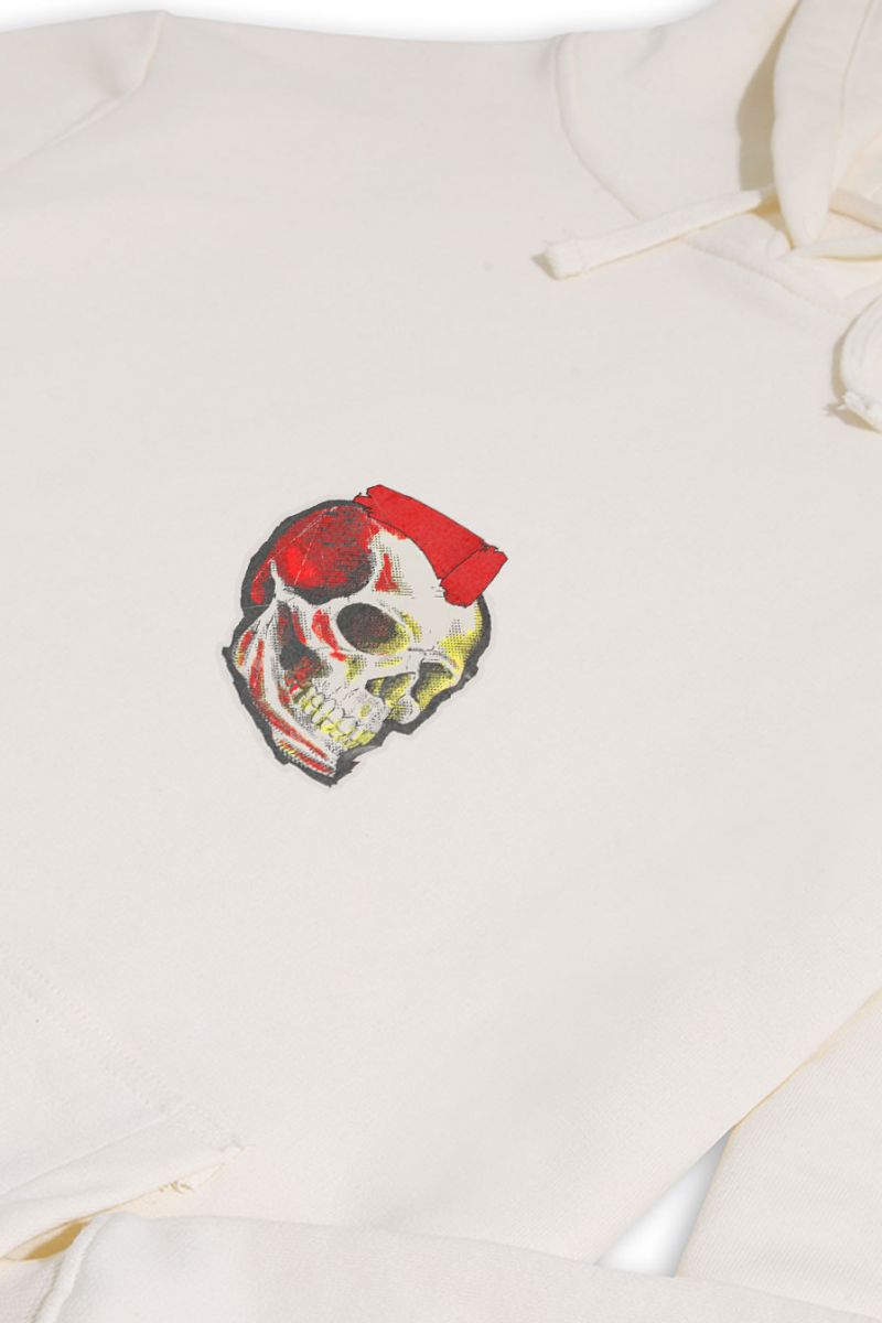 Ecru Premium Cotton Skull Design Pullover Hoodie