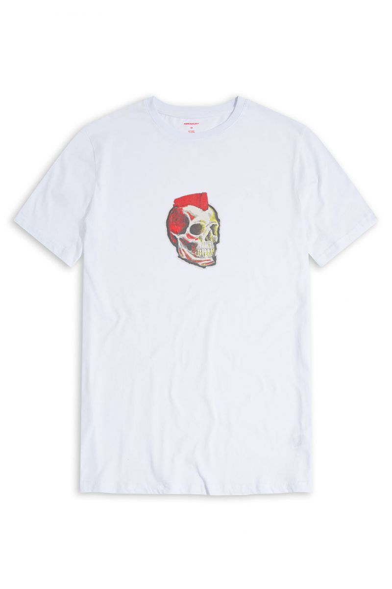 White Soft Fabric Skull Design Short Sleeve Tee