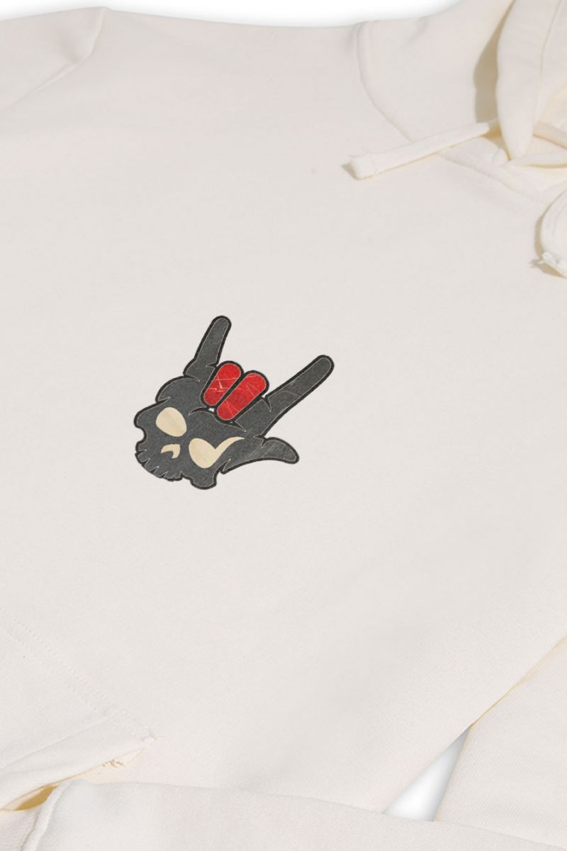 Ecru Premium Cotton Skull Design Pullover Hoodie