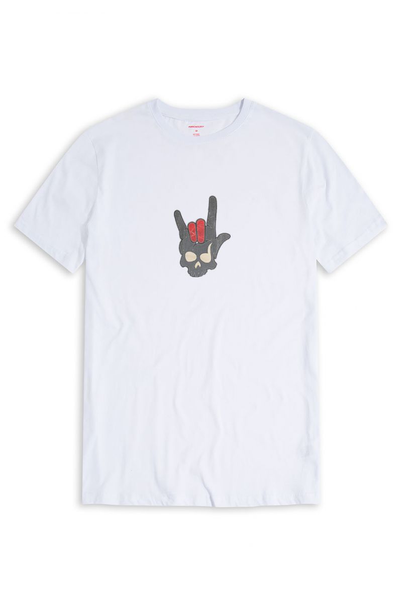 White Soft Fabric Skull Design Short Sleeve Tee