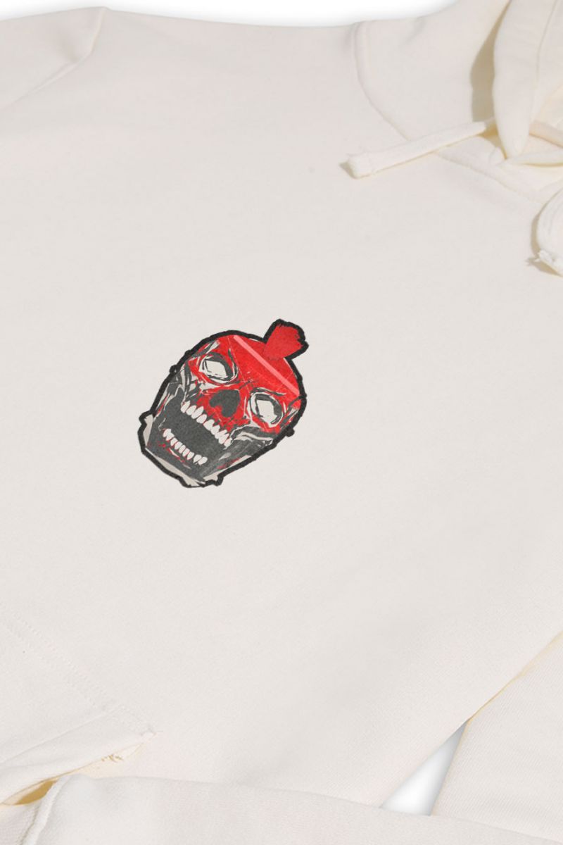 Ecru Premium Cotton Skull Design Pullover Hoodie
