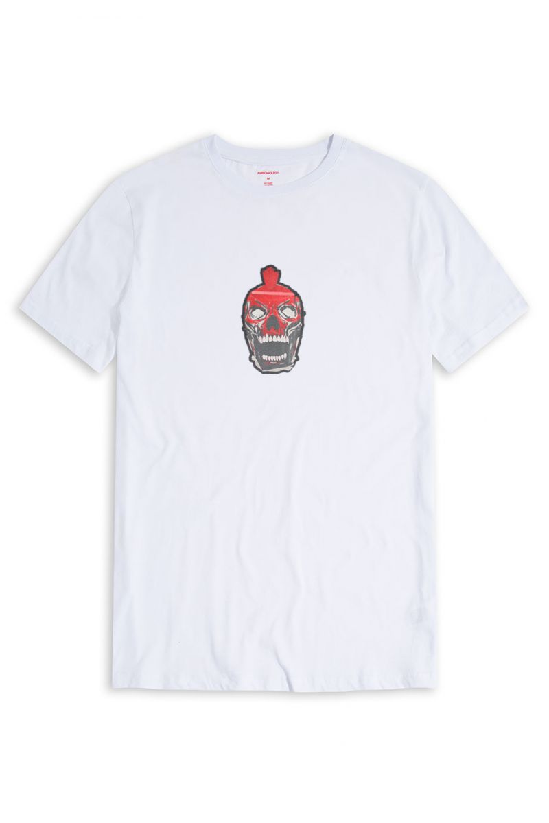 White Soft Fabric Skull Design Short Sleeve Tee