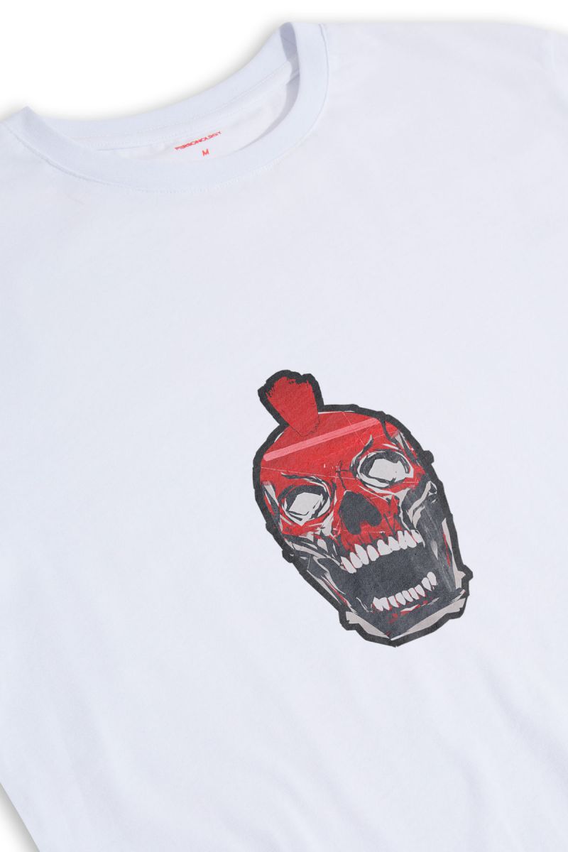 White Soft Fabric Skull Design Short Sleeve Tee