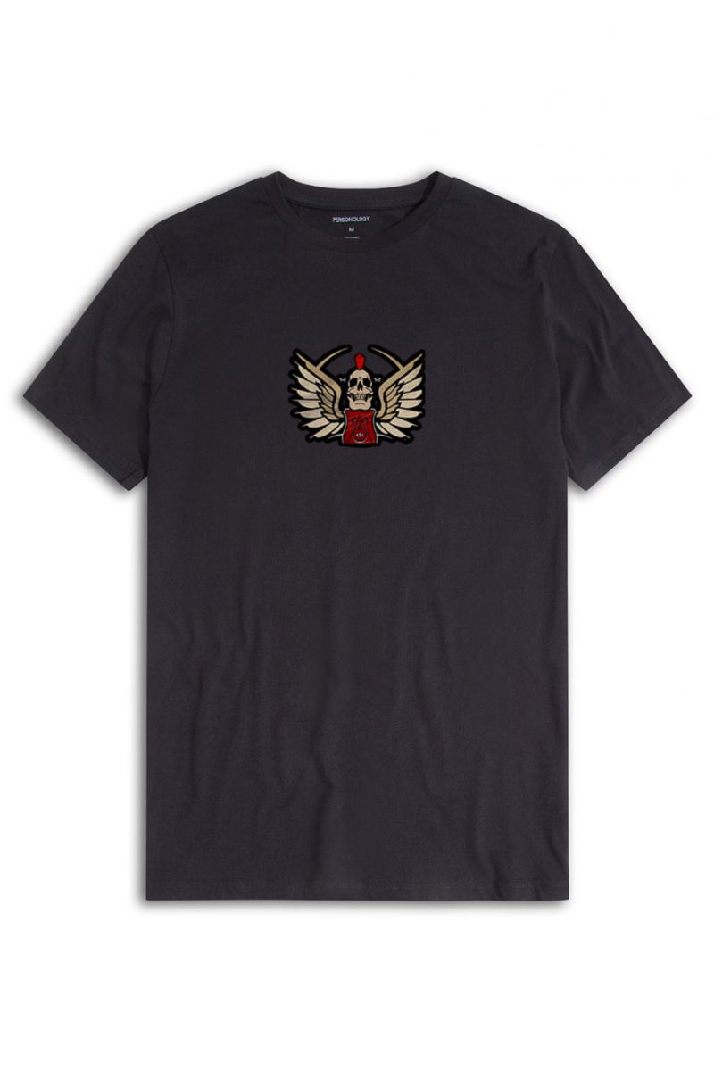 Black Soft Fabric Skull Design Short Sleeve Tee