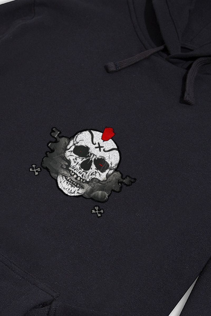 Black Premium Cotton Skull Design Pullover Hoodie